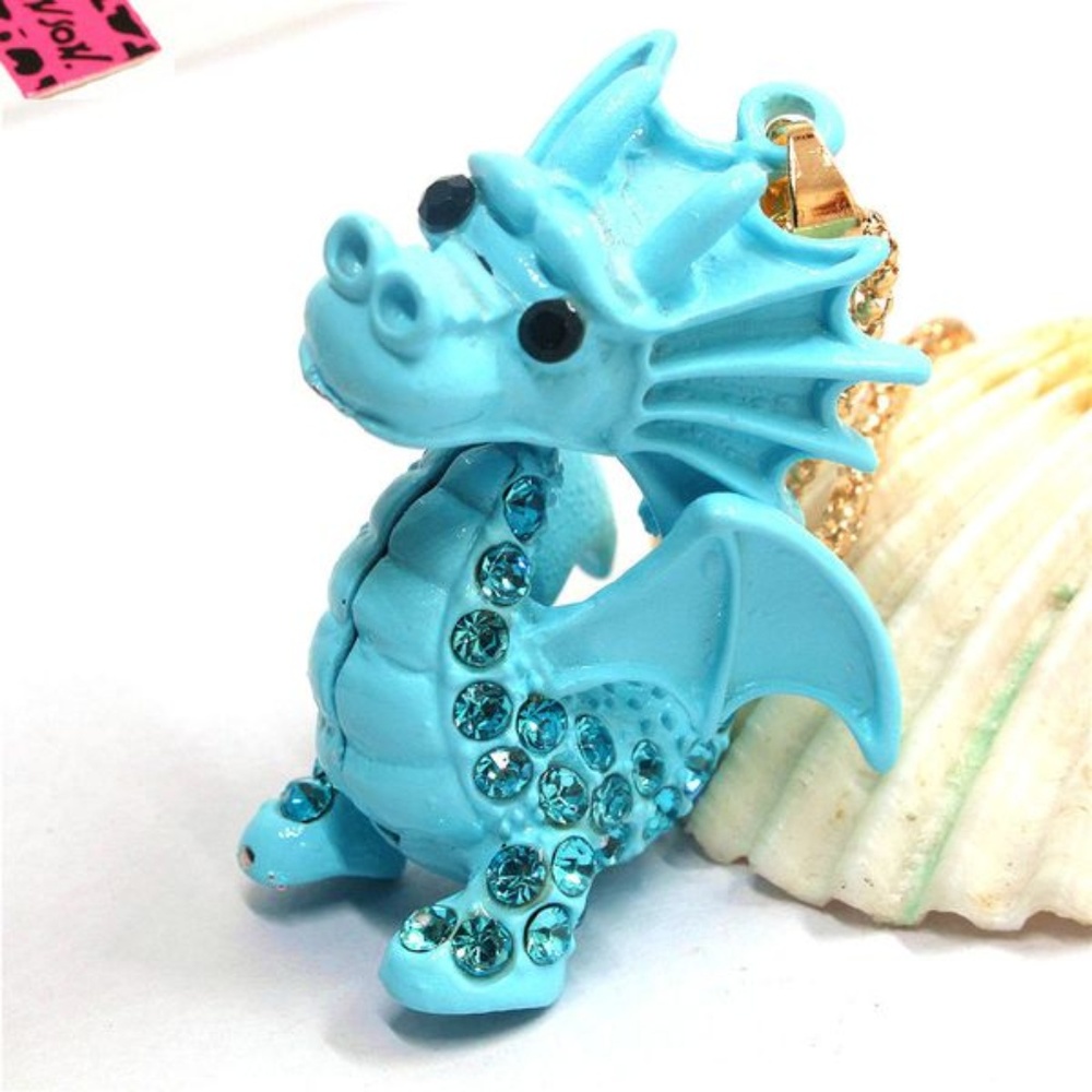 Betsey Johnson Cartoon Rhinestone Dragon necklace